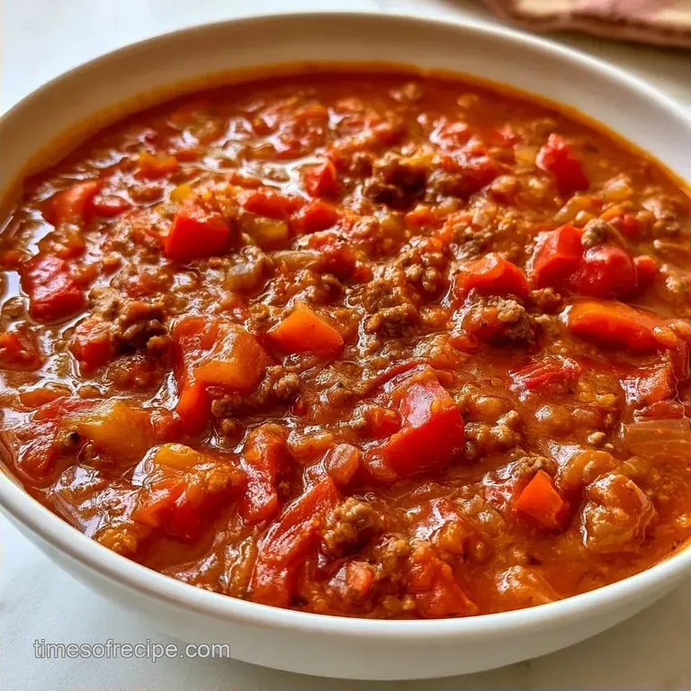 Stuffed Red Pepper Soup with Ground Beef