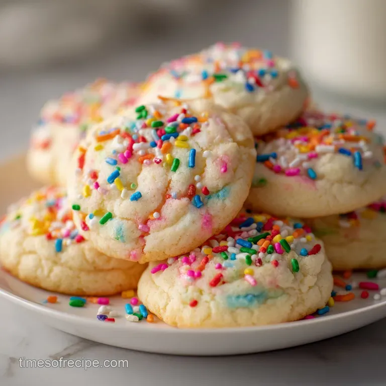 Warm butter cookies artfully stacked on a white plate, dusted with fine sugar.
