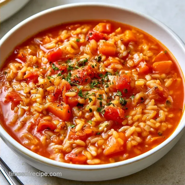 Tomato Rice Vegetable Soup in 40 Minutes
