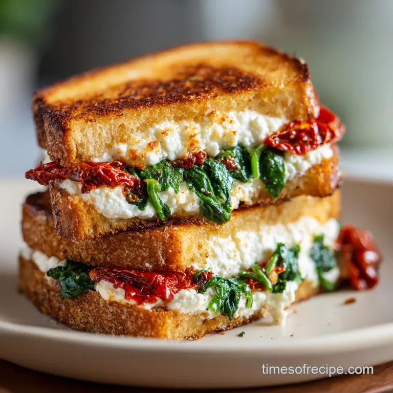 SunDried Tomato Spinach and Ricotta Grilled Cheese