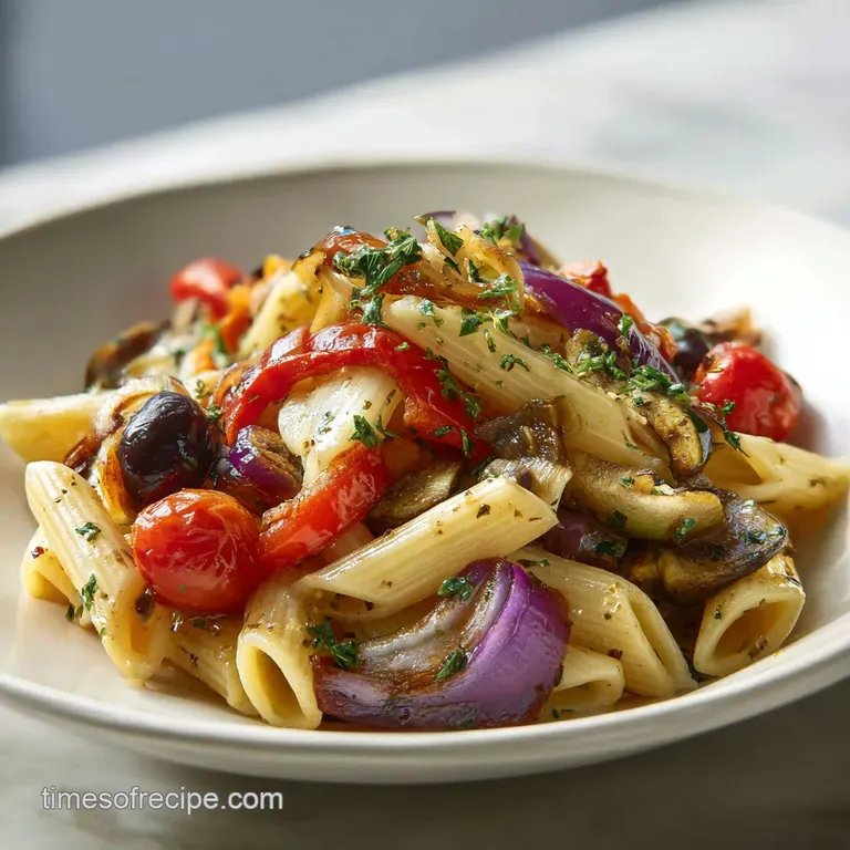 Vegan Pasta Dish with Roasted Vegetables