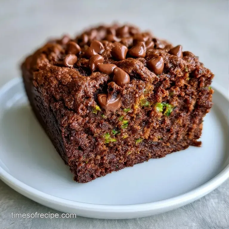 A thick slice of moist, cocoa-studded cake on a white plate, paired with a glass of chilled milk and a napkin.